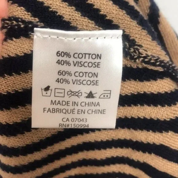 Belldini Open Front Cardigan Geo Stripes Tan & Navy New Condition Small - Picture 7 of 7